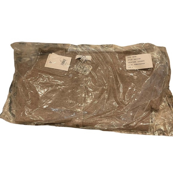 NEW Magaschoni V-Neck Cashmere Cardigan Pebble Heather Womens Size Small - Picture 6 of 8